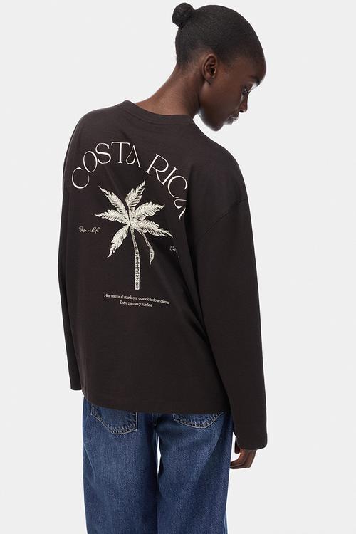 Oversized jersey top - dark brown/costa rica