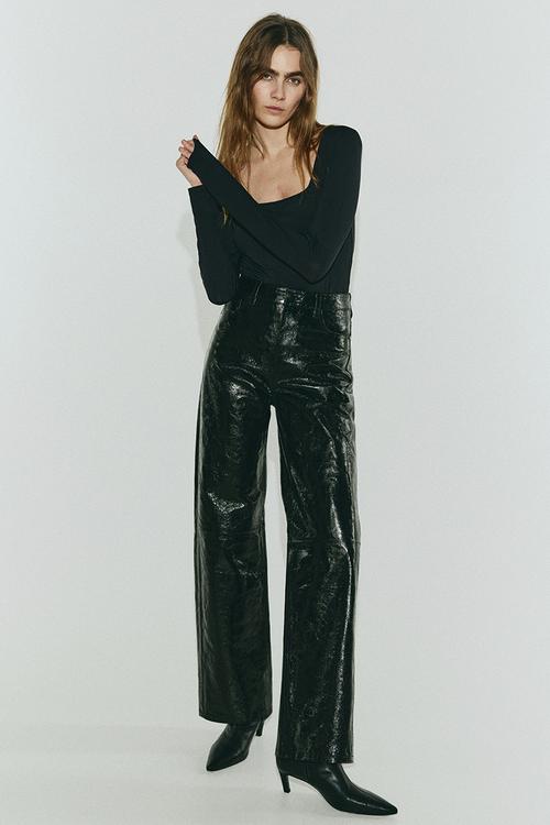 Long-sleeved thong body - black