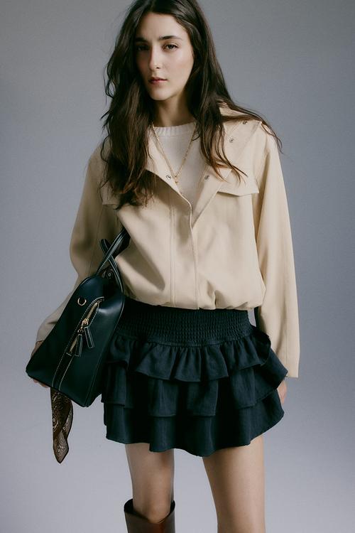 Funnel-collar jacket - light beige