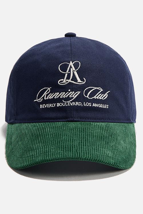 Corduroy-peak twill cap - dark blue/running club