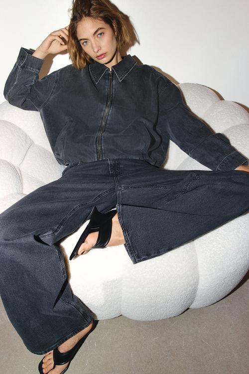 Oversized denim jacket - dark denim grey