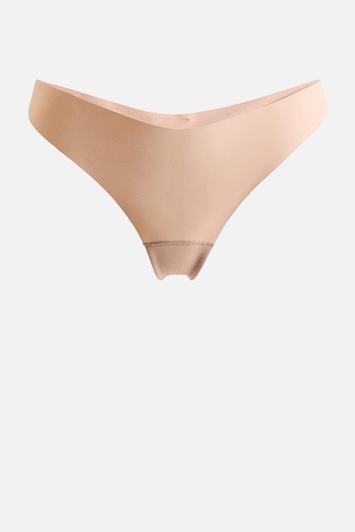 3-Pack invisible thong briefs with lycra - light beige