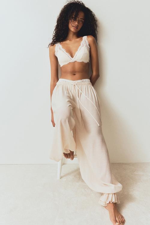 Padded soft lace bra - cream