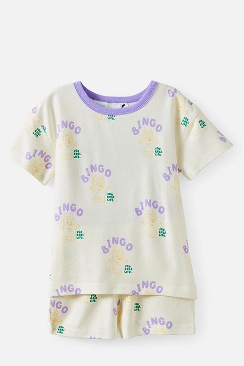 Snoozesoft Short Sleeve Pj Set License - Lcn Blu Dark Vanilla/Bingo Hooray