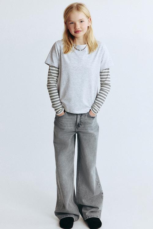 Wide leg jeans - light denim grey