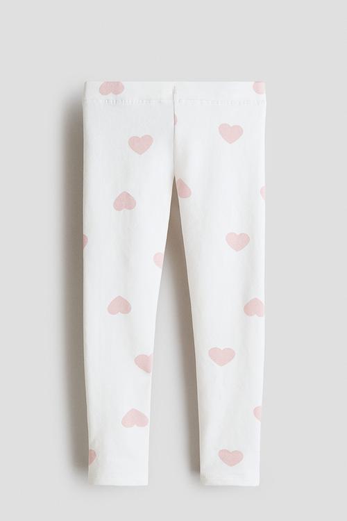 Brushed-inside leggings - white/hearts