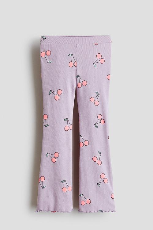 Flared leggings - light dusty purple/cherries