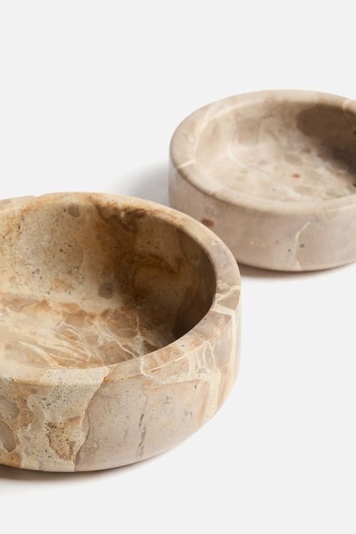 2-pack marble bowls - beige