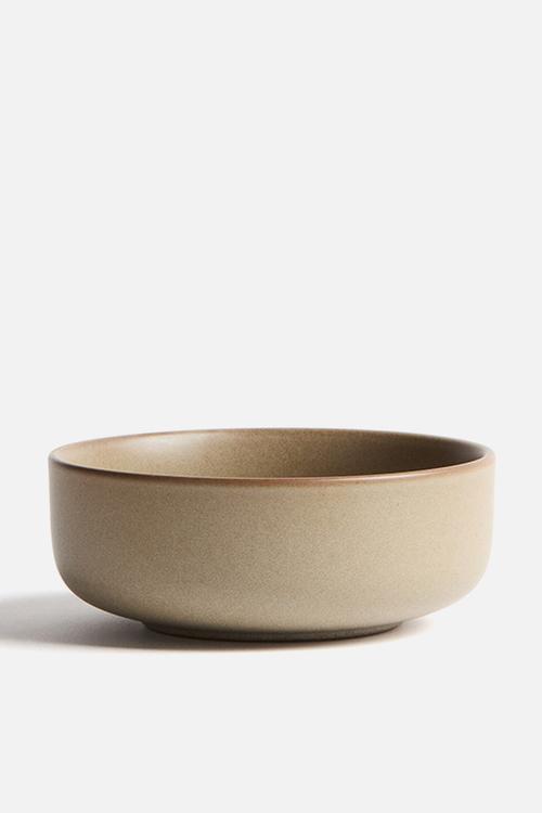 Reactive-glaze stoneware bowl - beige