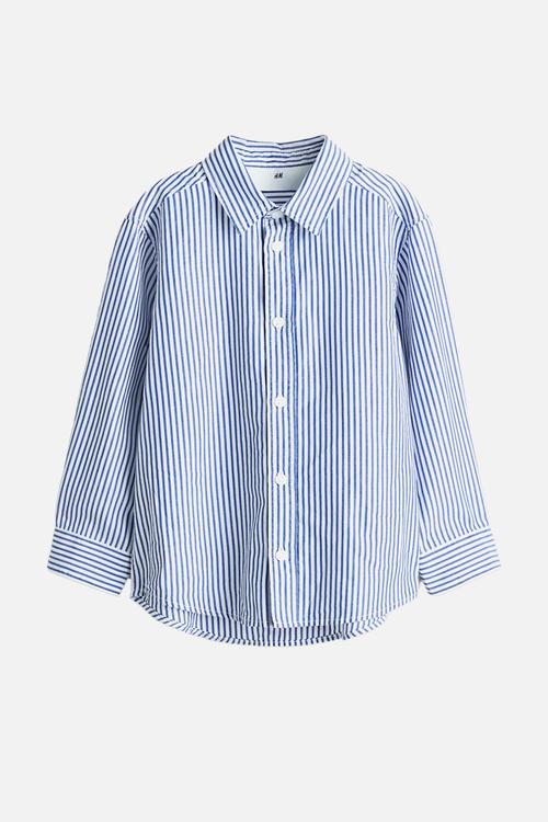 Cotton shirt - blue/white striped