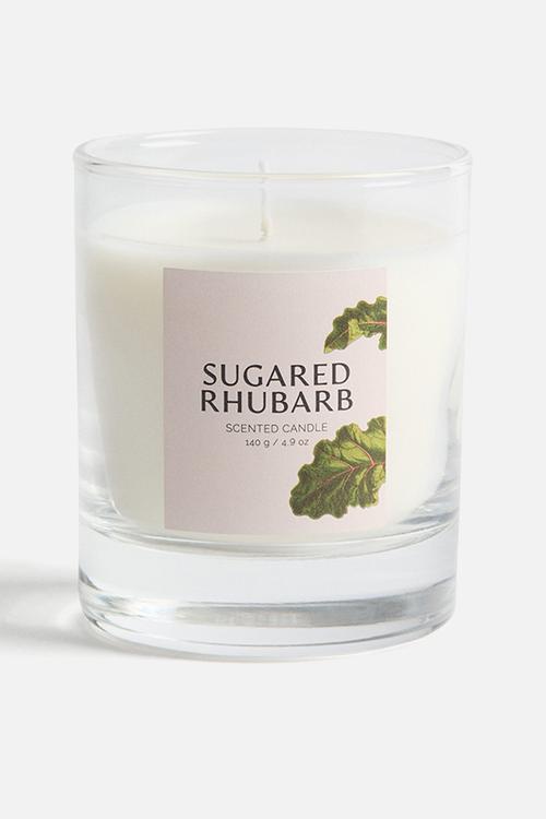 Scented candle in glass holder - sugared rhubarb