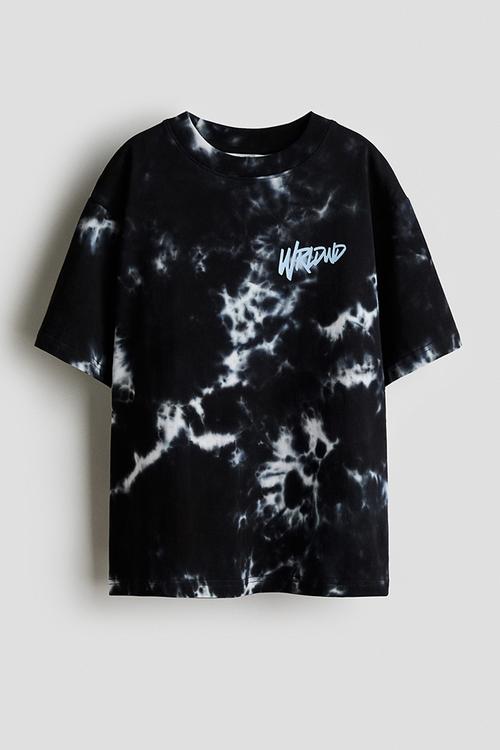 Printed T-shirt - black/tie-dye