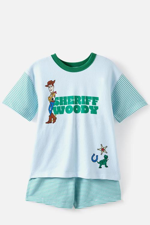Snoozesoft Short Sleeve Boxer Pj Set License - Lcn Dis Blue Whisper/Sheriff Woody