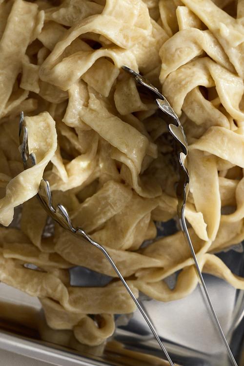 Stainless steel pasta tongs - silver-coloured
