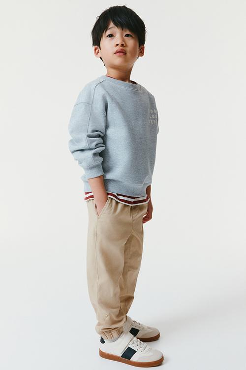 Cotton twill joggers - beige
