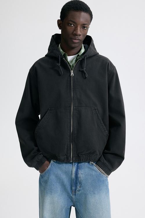 Hooded workwear jacket - dark grey