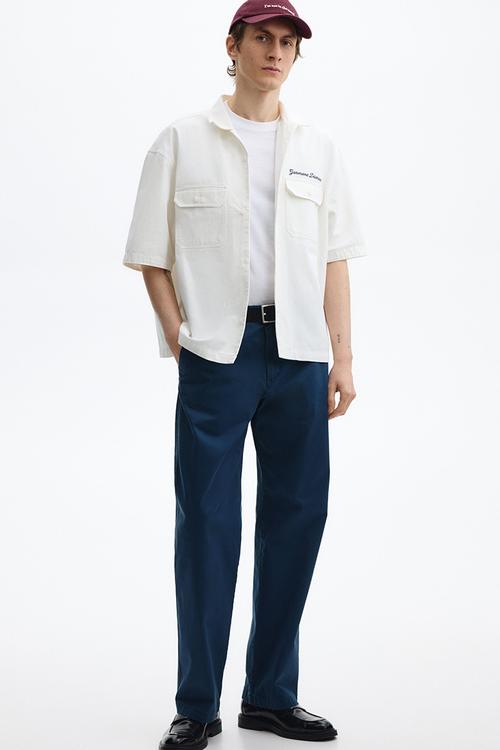 Relaxed fit cotton chinos - dark blue