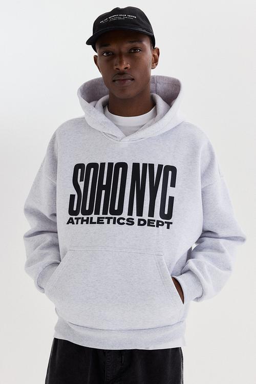 Loose fit hoodie - grey marl/soho nyc