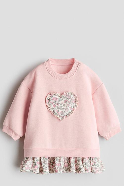 Appliqued sweatshirt dress - light pink/heart