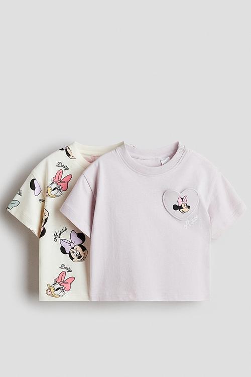 2-pack printed cotton t-shirts - light purple/minnie mouse