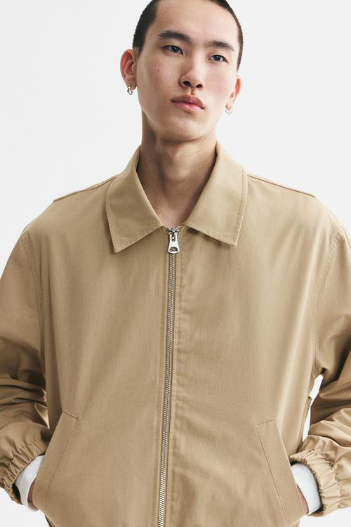Collared cotton jacket - beige