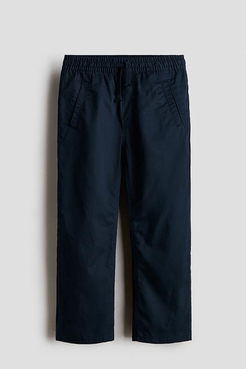 Loose-fit cotton twill joggers - navy blue