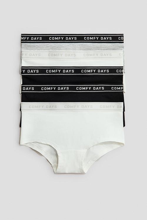 5-pack text-motif hipster biefs - black/white/light grey marl