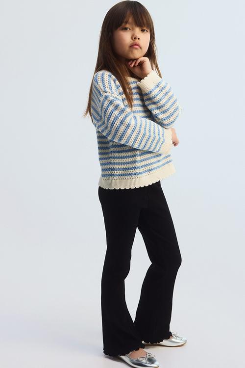 Flared cotton leggings - black