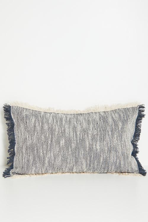 Woven Double Fringed Cushion Cover - blue