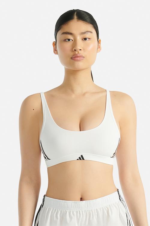 3 Stripes scoop bralette with removable cookies - white