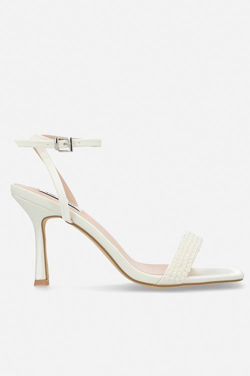 Camden open toe stiletto heel ankle strap - ivory satin
