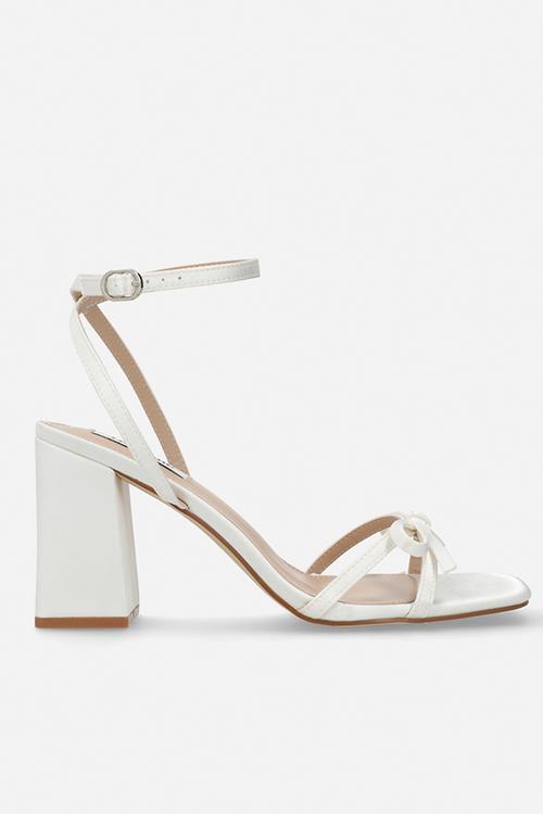 Tamara open toe block heel ankle strap - ivory satin