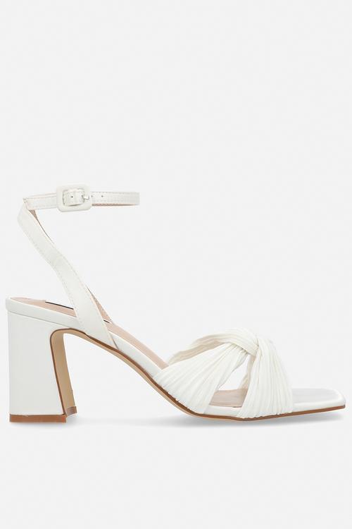Diva open toe block heel ankle strap - ivory satin