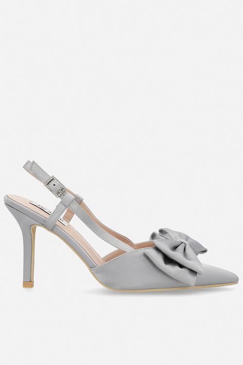 Anica closed toe stiletto heel slingback - grey satin