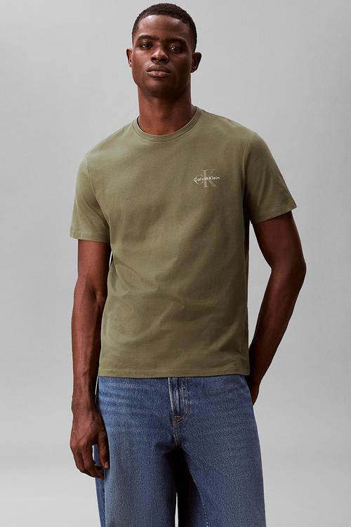 SS 30S JERSEY CLASSIC MICRO MONOLOGO TEE - Dusty Olive
