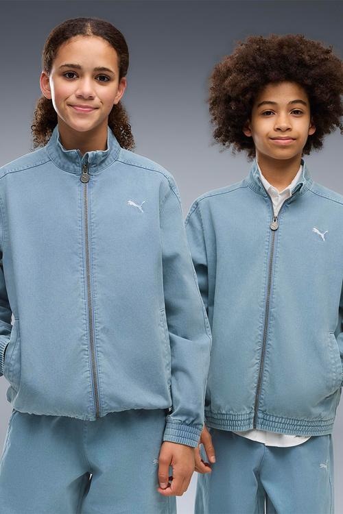 T7 Relaxed Washed Twill Track Jacket B - Cool Blue
