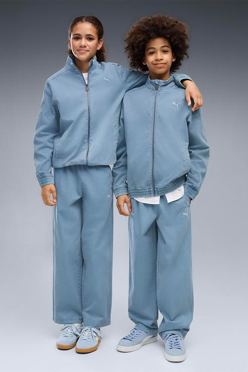 T7 Relaxed Washed Twill Track Pants B - Cool Blue