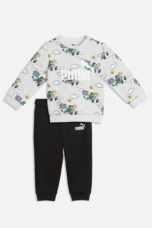 Minicats Super Puma Aop Crew Set Inf - White Glow Heather