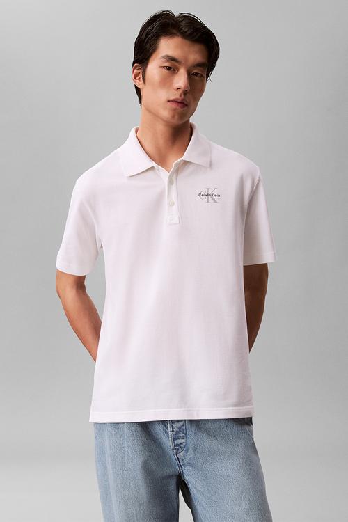 SS EASY MONOLOGO CASUAL PIQUE POLO - Bright White