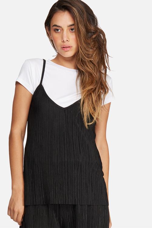 Plissé v-neck cami