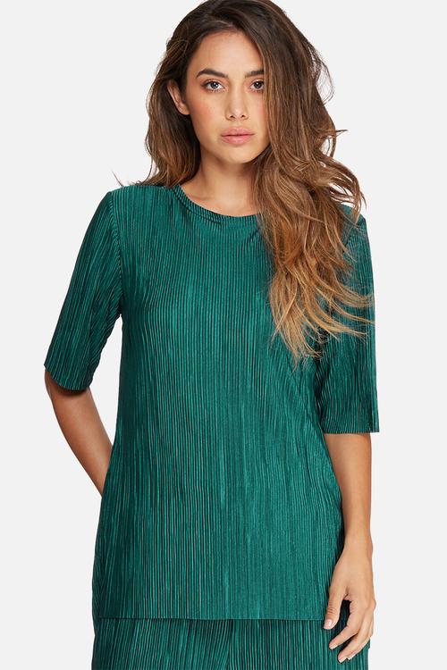 Plissé dip back top