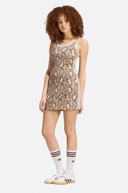 Snake Print Mini Dress - Beige