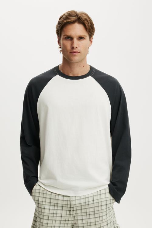 Cropped Fit Long Sleeve - Vintage White/Washed Black