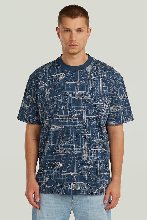 Aop Relaxed R T -Rank Blue Boat Blueprint