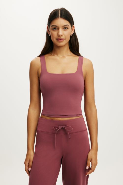 Ultra Soft Square Neck Tank - Dusty Rose