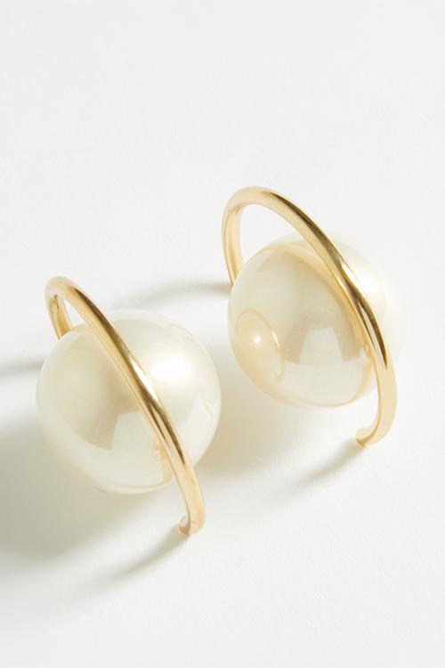 Remi Pearl Orbiter Earrings-Gold