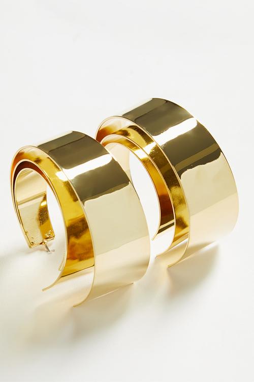 Ren Layered Wide Hoop Earrings-Gold