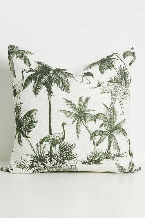 Jungle Palm Cushion Cover - Milk & Green
