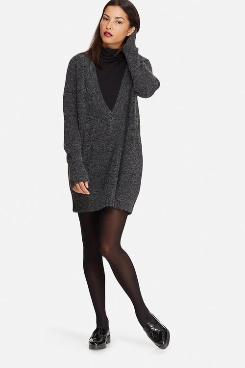 Twist deep V-neck oversized knit sweater