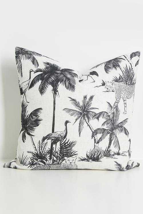 Jungle Palm Cushion Cover - Milk & Black